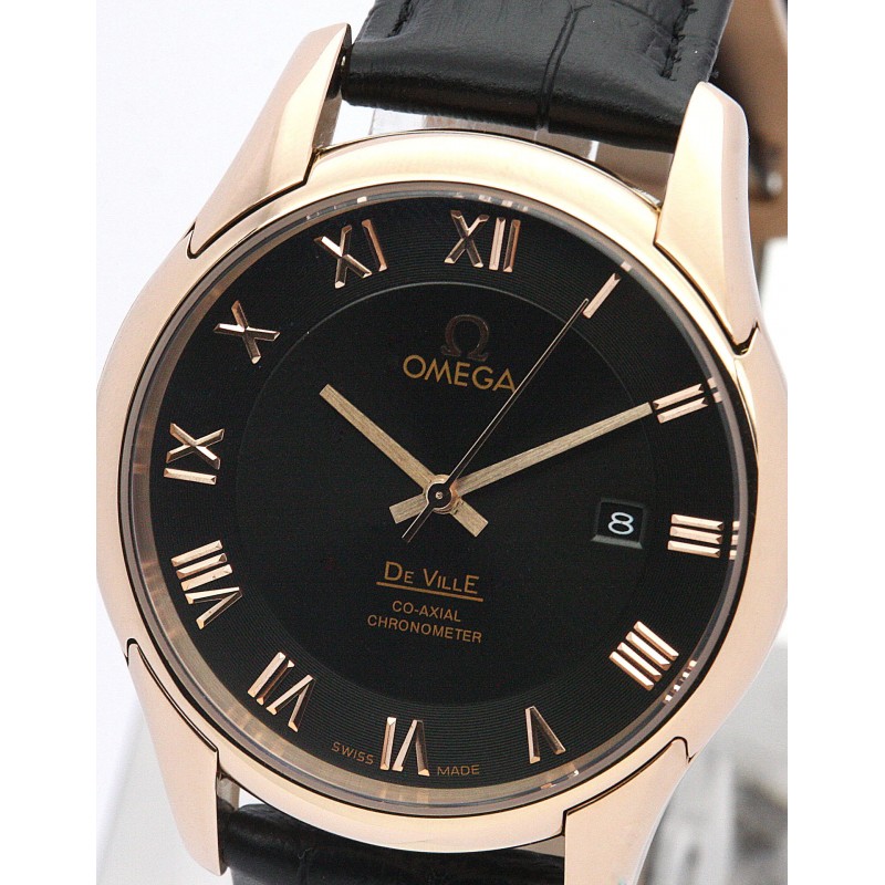 UK Rose Gold Steel Omega De Ville Hour Vision-41 MM