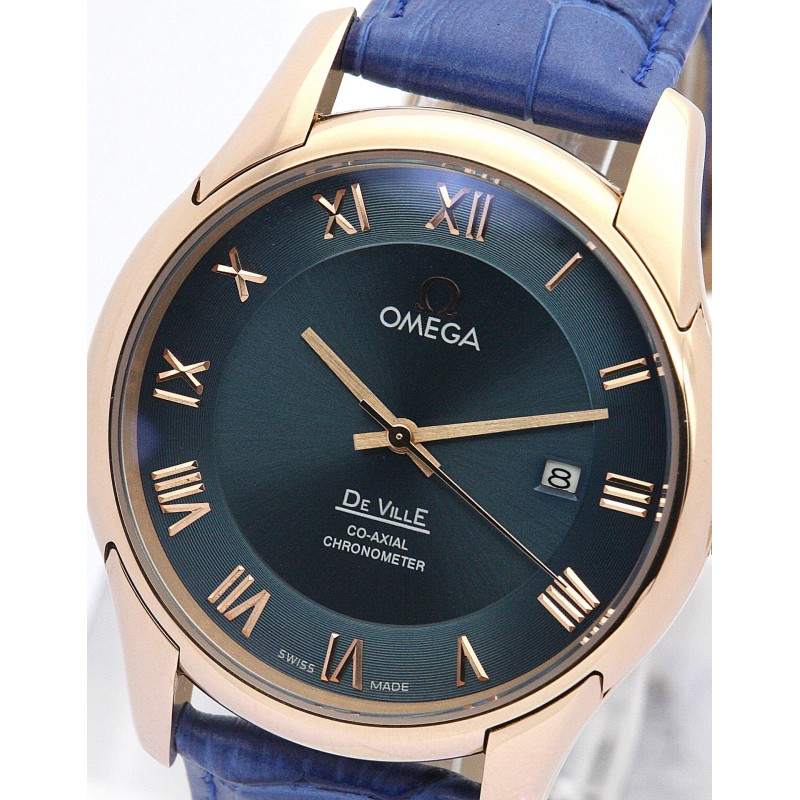 UK Rose Gold Steel Omega De Ville Hour Vision-41 MM