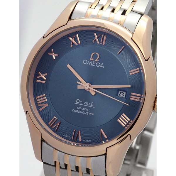 UK Rose Gold Steel Omega De Ville Hour Vision-41 MM