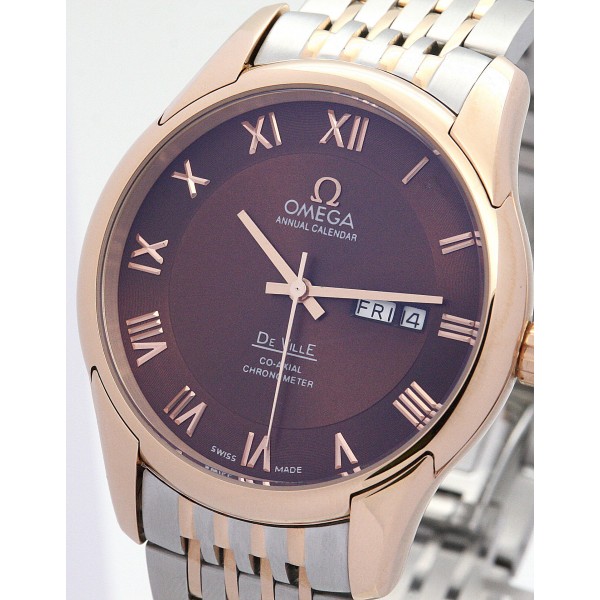 UK Rose Gold Steel Omega De Ville Hour Vision-41 MM