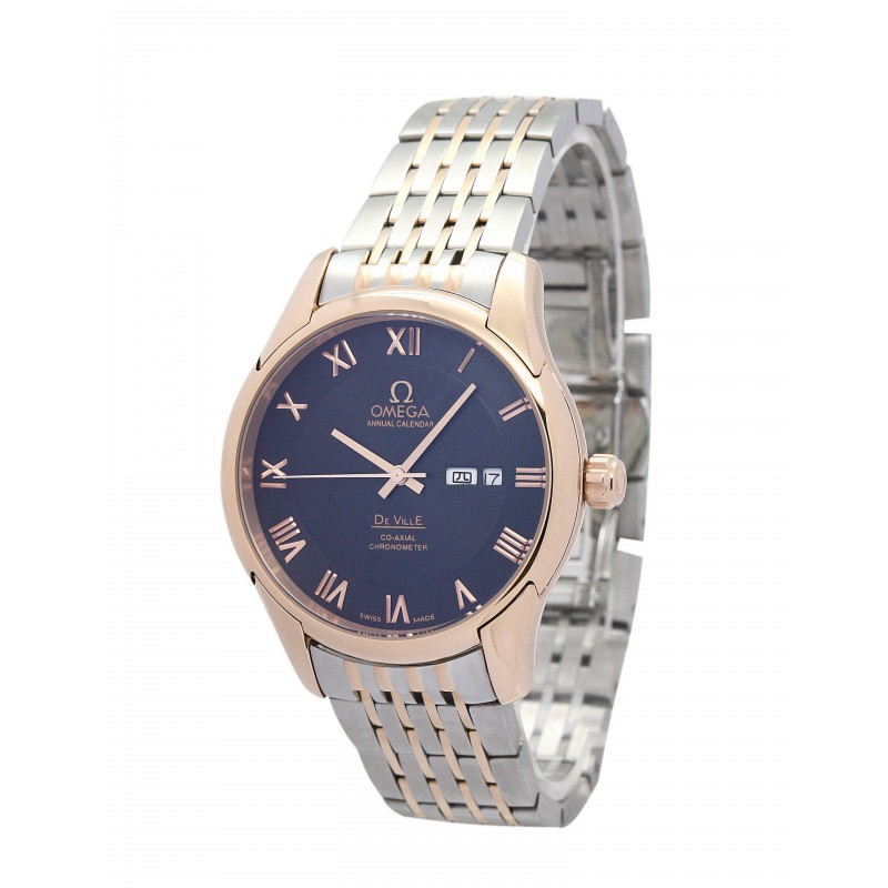 UK Rose Gold Steel Omega De Ville Hour Vision-41 MM