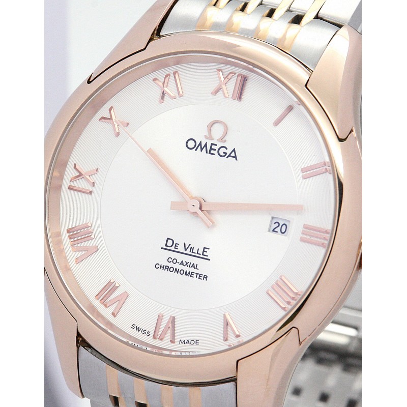 UK Rose Gold Steel Omega De Ville Hour Vision-41 MM